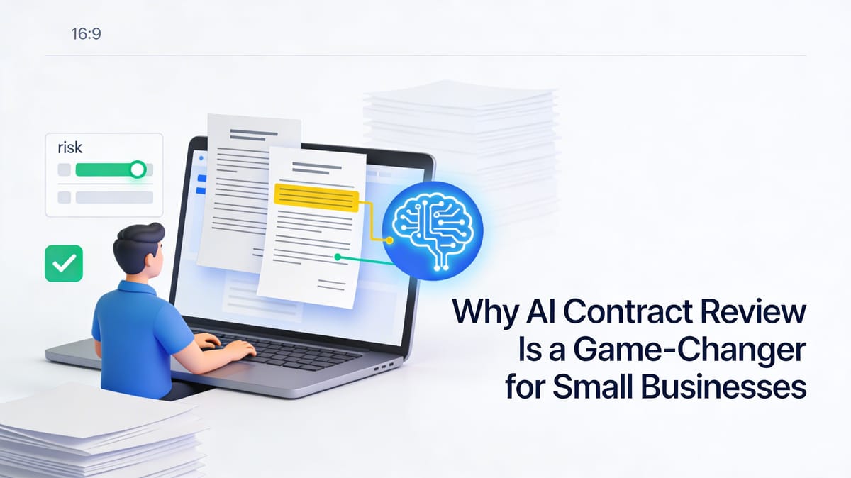 generate a blog feature image for :Why AI Contract Review Is a Game-Changer for Small Businesses